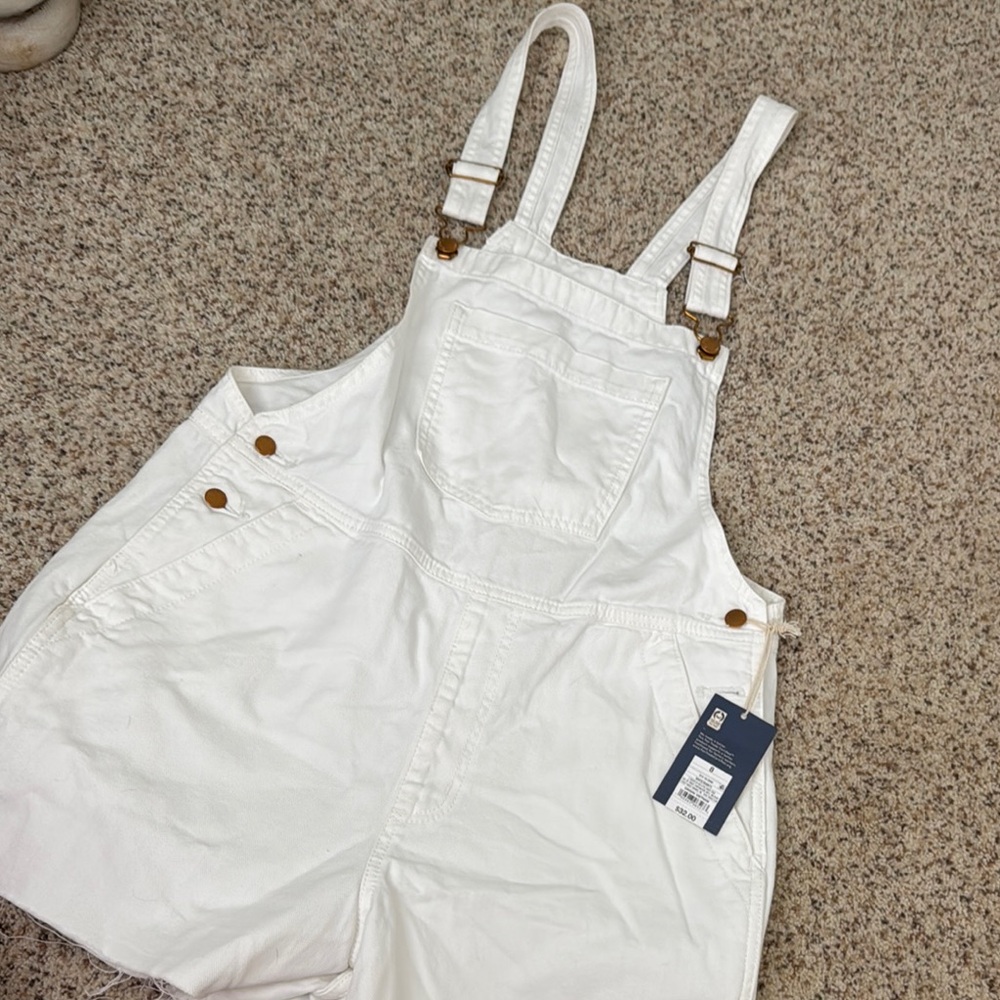 Target - Threshold White Denim Overalls shorts